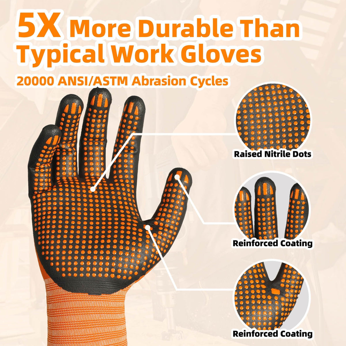 Schwer Work Gloves | Nitrile Grip, Touchscreen, 6 Pairs, LT5619