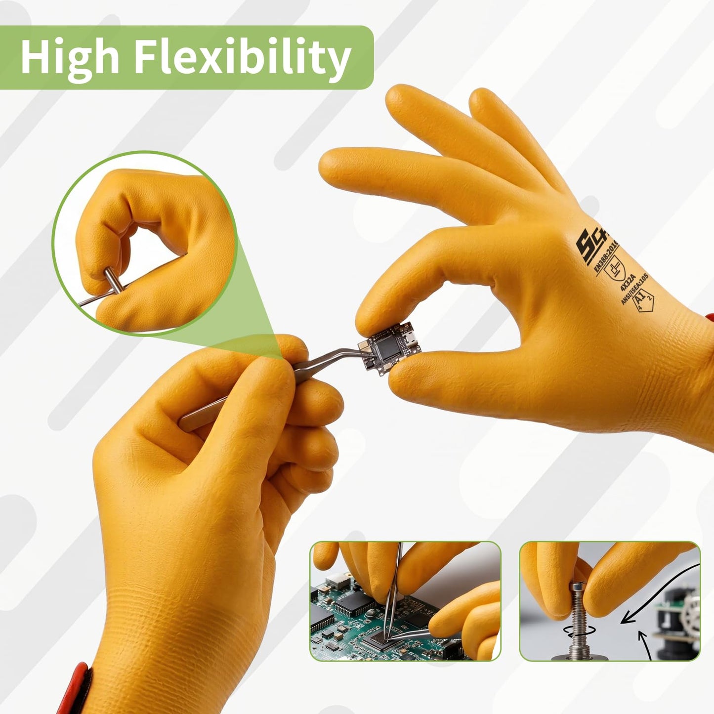 Schwer Tech-Leather Work Gloves | ANSI Level 4 Abrasion, Nitrile Foam, CR5630