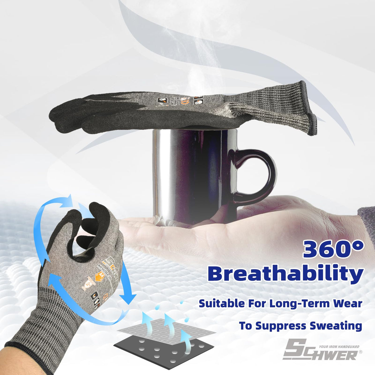 Schwer Air-Skin Cut Resistant Gloves, ANSI A4, Nitrile Grip, Touchscreen, AR5918 - product image 4