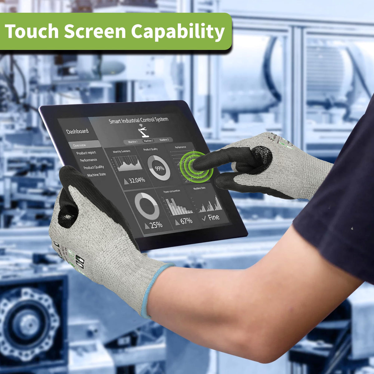 Touchscreen compatible ANSI A7 work gloves PR3727