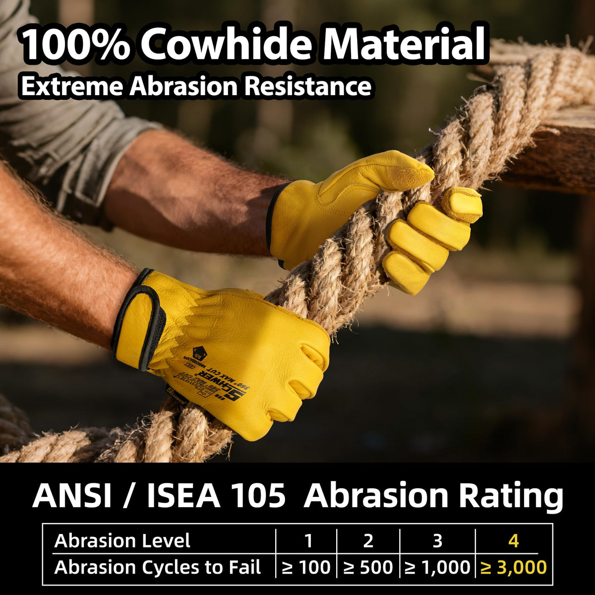 Schwer Leather Gardening Gloves, Cowhide, A9 Cut Resistant, PM3401 - product image 5