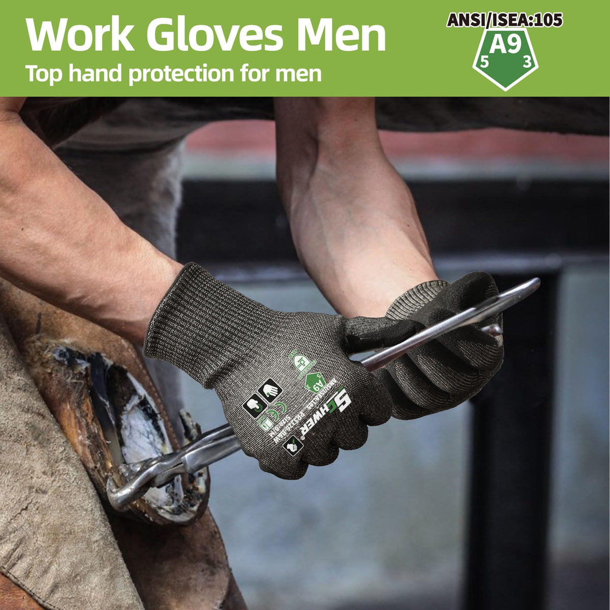 Schwer ANSI A9 cut resistant work gloves PR3326 - sandy nitrile palm grip