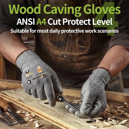 Schwer Cut Resistant Gloves | ANSI A4, Level 5 Abrasion, PU Grip, 12 Pairs, CR3011