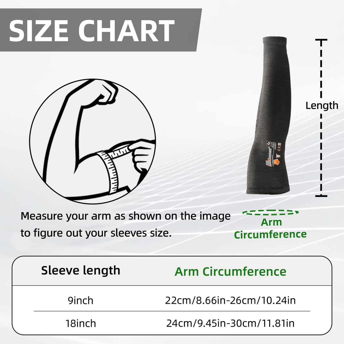 Schwer Cut Resistant Arm Sleeves | ANSI A5,Cooling & UV Protection,18 Inch,S912