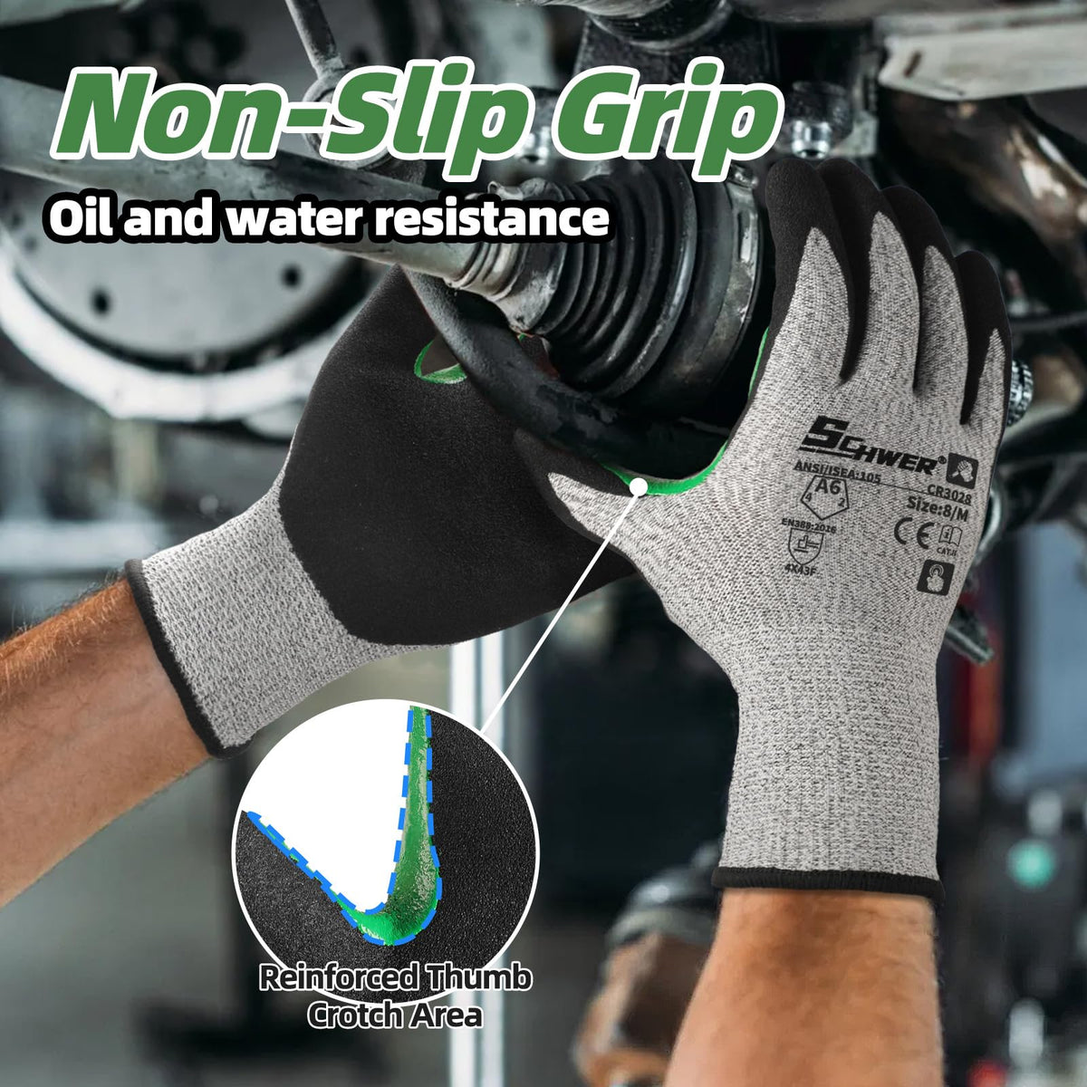 Schwer Cut Resistant Gloves, ANSI A6, Nitrile Grip, Touchscreen, 12 Pairs, CR3028 - product image 3