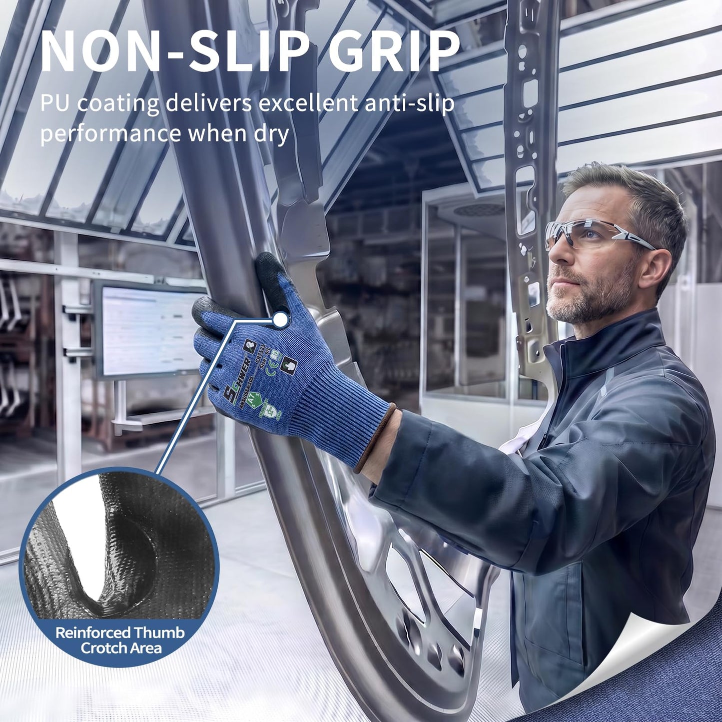 Schwer Cut Resistant Work Gloves | ANSI A7, PU Coated, CR7121