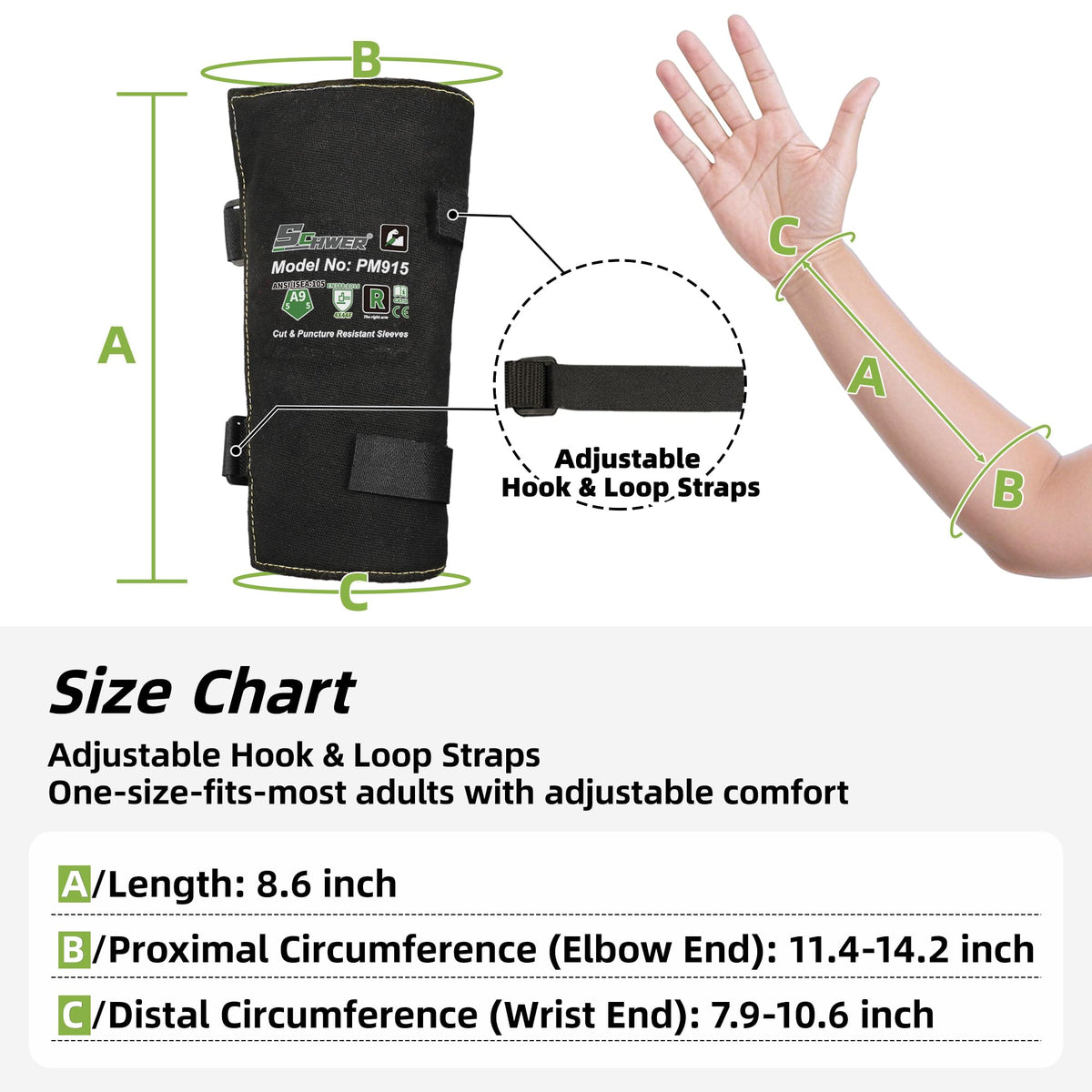 Schwer Cut & Puncture Resistant Forearm Sleeves, ANSI A9, PM915 - product image 6
