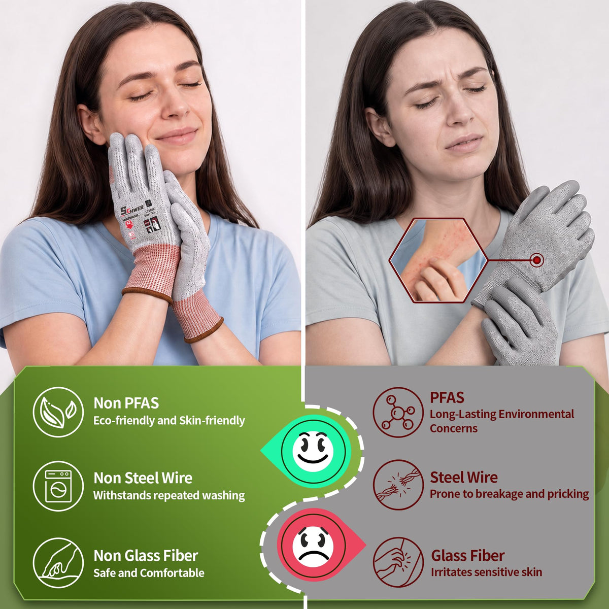 Schwer Cut Resistant Work Gloves | ANSI A2, Level 6 Abrasion, PU Grip, 12 Pairs, LT3062