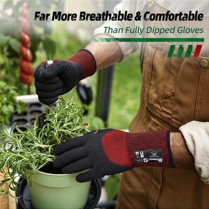 Schwer Safety Work Gloves | Level 6 Abrasion,3/4-Dip Sandy Nitrile,Wet & Oily Grip,Touchscreen, 6Pairs, LT5613