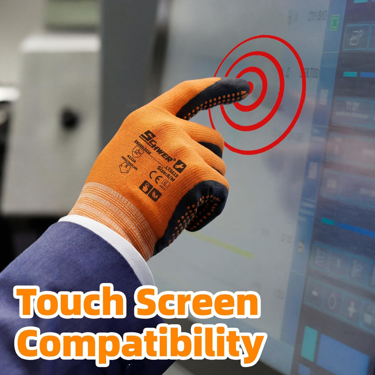 Schwer Work Gloves | Nitrile Grip, Touchscreen, 6 Pairs, LT5619