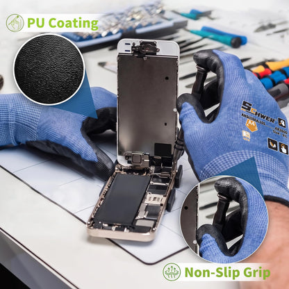 Schwer Cut Resistant Work Gloves | ANSI A4,18-Gauge,PU Grip,Touchscreen,AR3600