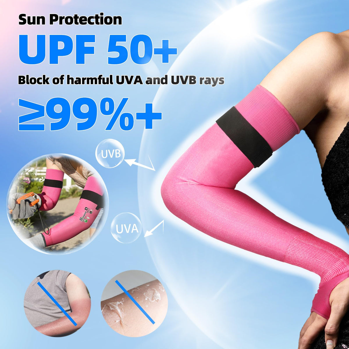 Schwer Air-Skin Cut Resistant Arm Sleeves, ANSI A6, UPF50+ Sun Protection, S901-P - product image 6