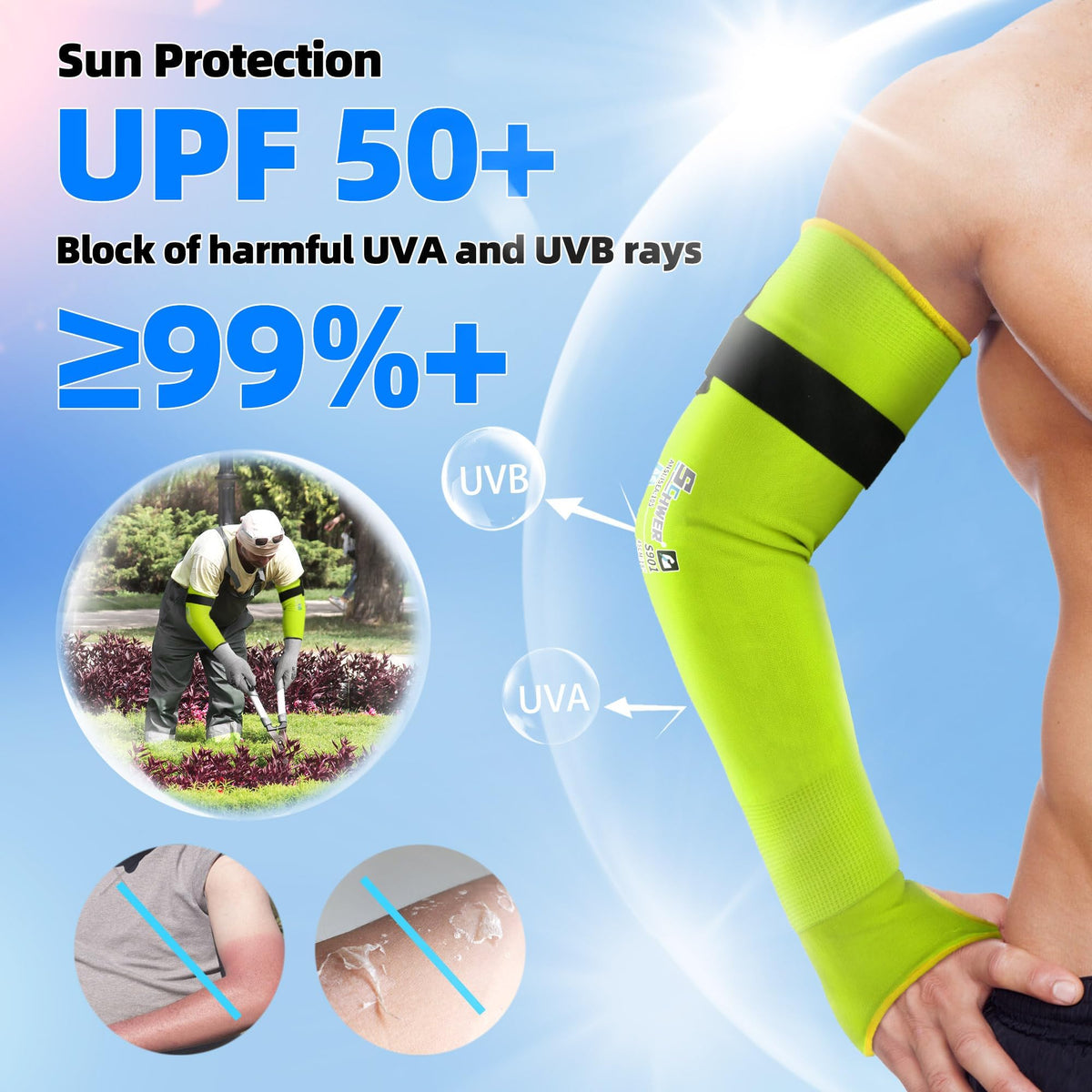 Schwer Air-Skin ANSI A6 cut resistant arm sleeves S901 - UPF 50+ sun protection
