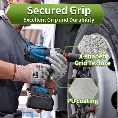 Schwer Cut Resistant Work Gloves | ANSI A2, Level 6 Abrasion, PU Grip, 12 Pairs, LT3062