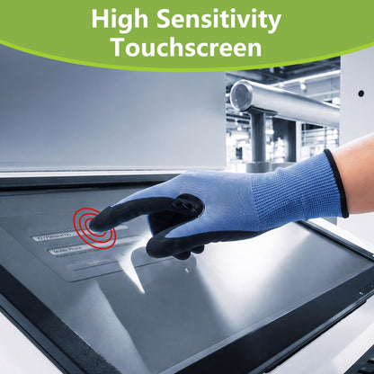 Schwer Air-Skin A6 Cut Resistant Work Gloves | 18-Gauge, Sandy Nitrile Grip, Touchscreen, Reinforced Thumb, AR3902