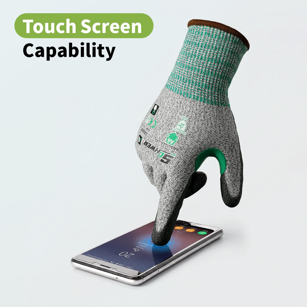 Schwer Cut Resistant Gloves | ANSI A6,13-Gauge,PU Grip,Touchscreen,12 Pairs,CR3099