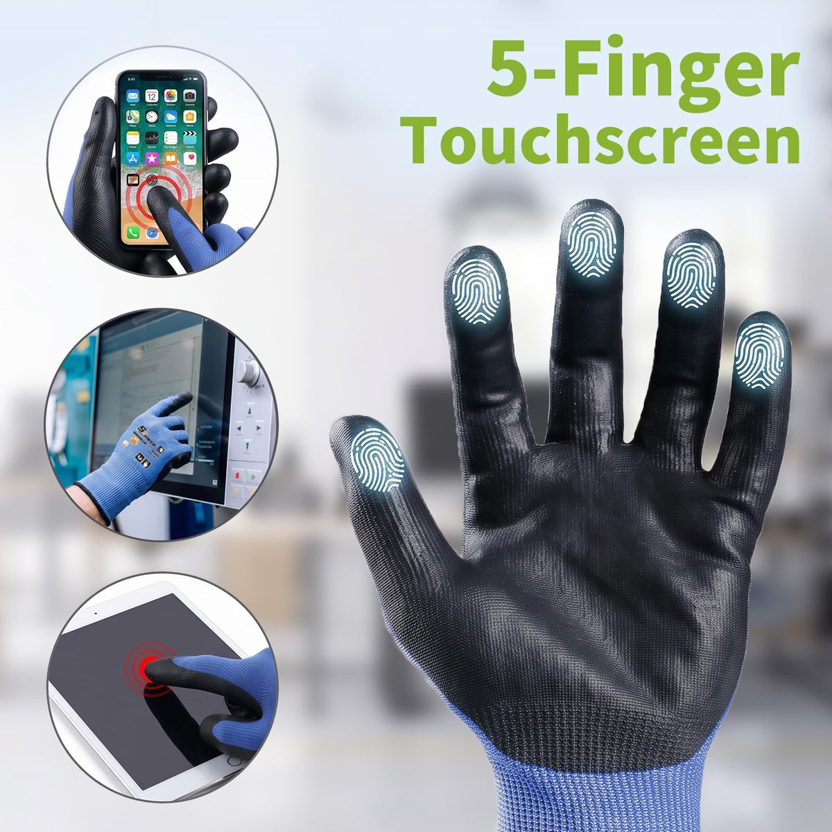 Schwer Cut Resistant Work Gloves | ANSI A4,18-Gauge,PU Grip,Touchscreen,AR3600