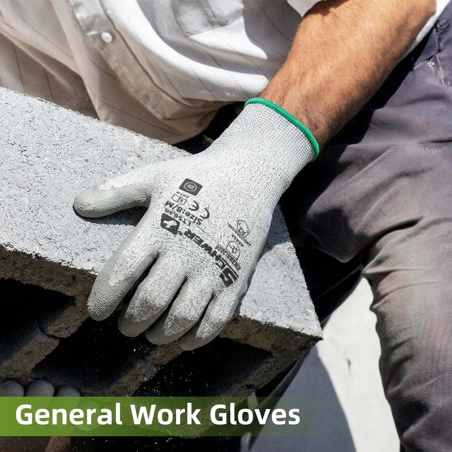 Schwer Abrasion Resistant Work Gloves | ANSI A2 Cut Protection, PU Grip, LT5636