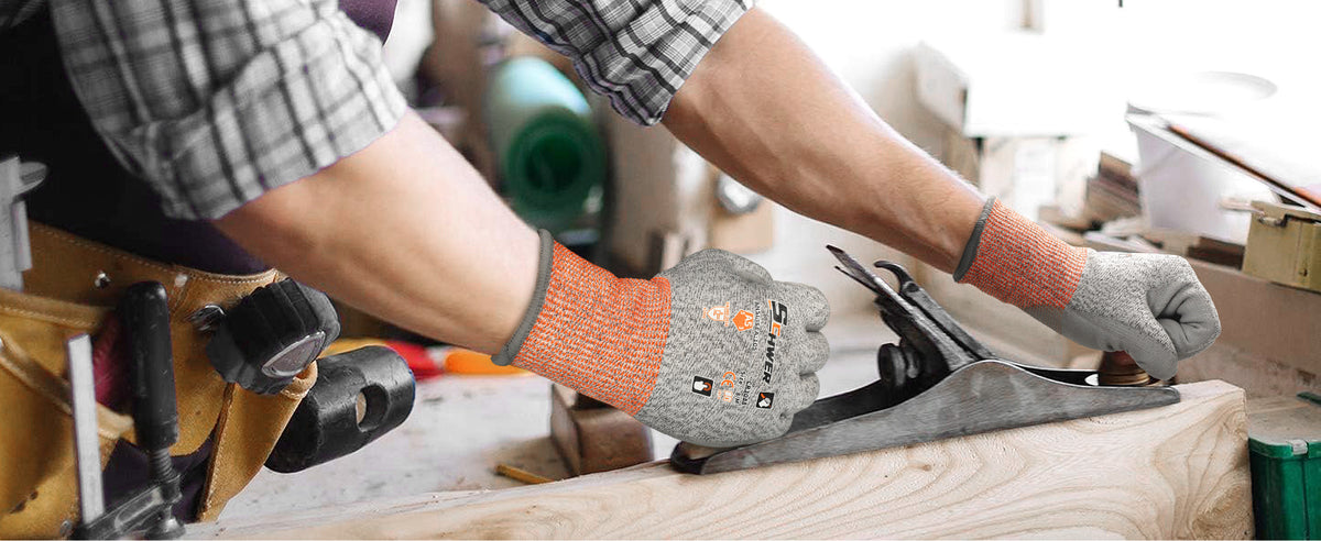 Guantes de trabajo resistentes a corte ANSI A4 con recubrimiento PU, CR13001 - Woodworking