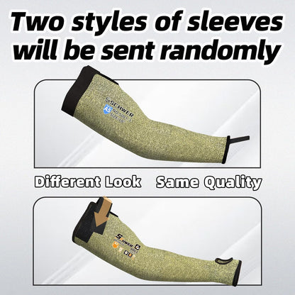 Two styles of sleeves will be sent randomly with text on a gray background