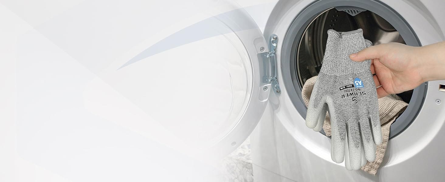 Person putting gloves into a washing machine