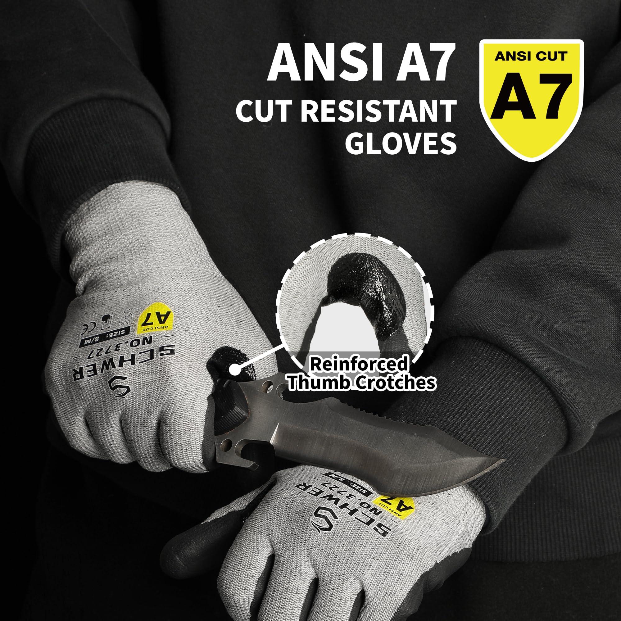 ANSI A7 Cut Resistant Gloves | Nitrile Coated & Touchscreen – Schwer