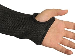 Black wrist support brace on a white background