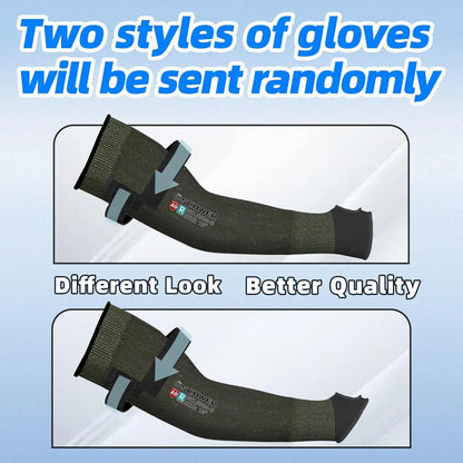 Two styles of gloves will be sent randomly with a blue background and text.