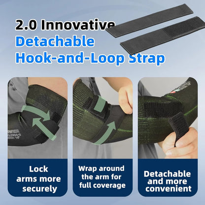 Innovative detachable hook-and-loop strap with usage instructions on a blue background