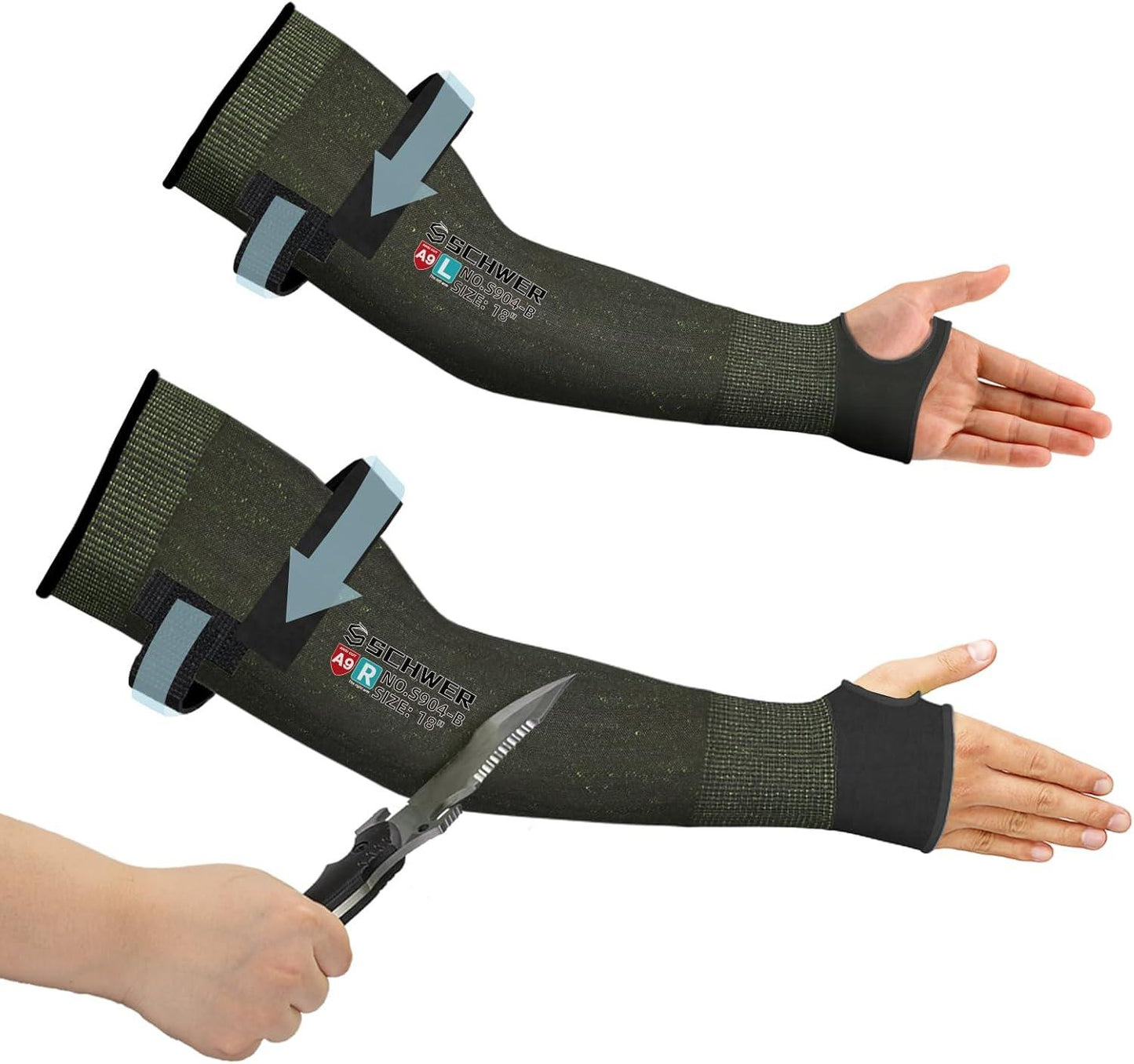 Black arm sleeve with cutout showing its protective design against a white background