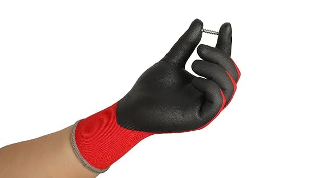 Black and red glove on a white background